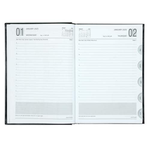 Mahavir Standard Diary 2025 | A5 Size | One-Day-to-a-Page New Year Diary with Thumb-Cut Indexes | 424 pages | Vinyl/Acrylic Coated Cover Material | (Blue) (Image - 7)