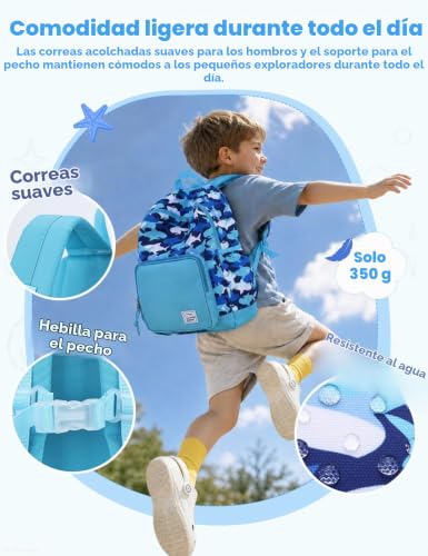 Mochila escolar ligera con correa de pecho para niños de primaria y preescolar impermeable 5