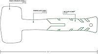 Vista 7 de Martillo y mazo de Hooyman con construcción resistente, mango ergonómico antideslizante con empuñadura en H, núcleo de fibra de vidrio, acero