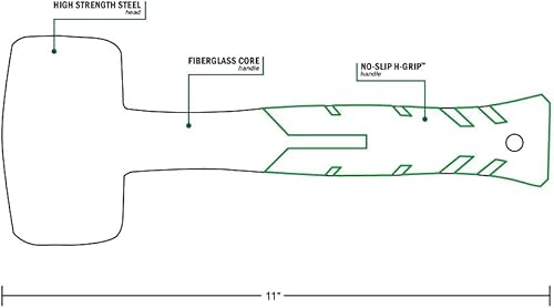 Miniatura 7 de Martillo y mazo de Hooyman con construcción resistente, mango ergonómico antideslizante con empuñadura en H, núcleo de fibra de vidrio, acero de
