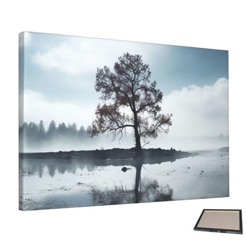 Affiche arbre dans la brume pour creer une ambiance de salon apaisante et zen