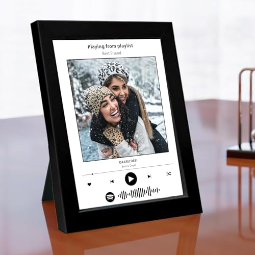 Image of Customized Photo and Song Spotify Frame, Personalized Frame with scannable code | Birthday for Brother, Rakhi Gift, Friends, Husband, Wife, Customized Gift New