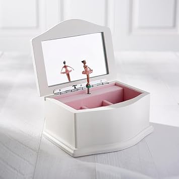 THINGS REMEMBERED Engraved White Ballerina Musical Jewelry Box (Free Customization), Plays Swan Lake Music, Customized Gift for Girls