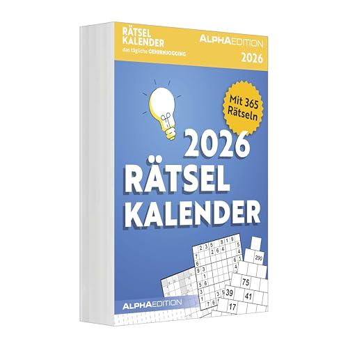 Alpha Edition - Rätselkalender 2026 Tagesabreißkalender 15×21 cm mit 365 Knobel- & Denksportaufgaben abwechslungsreicher Tischkalender zum ... für Rätsel-Fans: Detox für die grauen Zellen