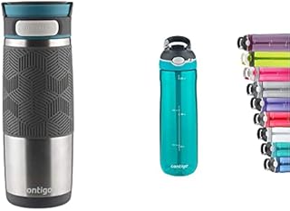 Contigo Transit Autoseal Travel Mug, Stainless Steel Thermal Mug, 470 ml & Ashland Autospout Water Bottle with Flip Straw, Large BPA Free Drinking Bottle, Sports Flask, 720 ml, Scuba
