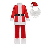 yolsun Deluxe Kids Santa Claus Costume Green Monster Christmas Costume for Boys Girls X-mas Party Dress up