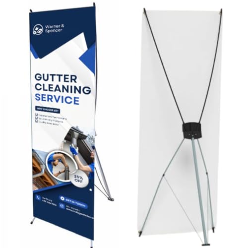 X Banner Stand, 23.5x63 inches, Aluminum Tripod Base with Fiberglass Poles, Carrying Case