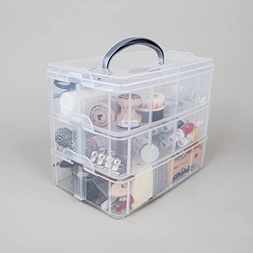 Rayher 39320000 Single Sorteerdoos, met Draaggreep, 3 Etages met 17 Vakken, 23.1x15.6x18.5 cm, Transparant - Image 5