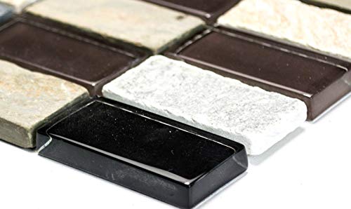 Mosaico piastrelle Transluzent beige marrone grigio nero rettangolare in vetro mosaico Crystal Stein MOS87-1312