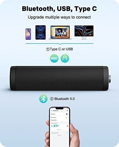 Lenrue Usb Computer Speakers For Desktop Monitor, Stereo Loud Sound, Volume Knob, Touch Lights, Bluetooth/Usb C For Laptop, Pc, Desktop, Tablet, Phone (Black) #TOP4