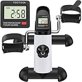 TABEKE Under Desk Bike Pedal Exerciser - Mini Exercise Bike for Arm/Leg Exercise, Pedal Exerciser for Seniors with LCD Display (White)