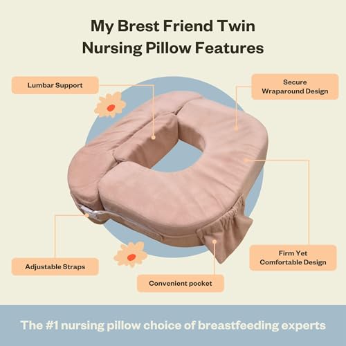 Image of My Brest Friend Twin Nursing Pillow, Enhanced Comfort - Soft Rose