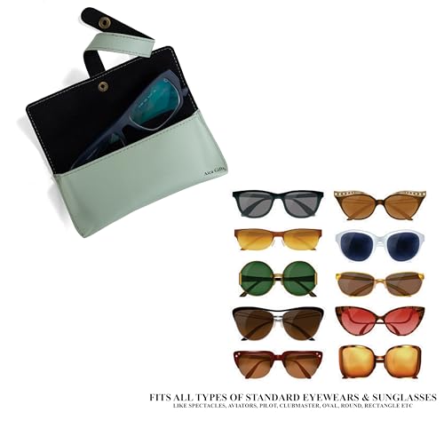 Image of AICA Personalised Name & Charm Leather Sunglass Case Cover for Men & Women | Hard Case Eyewear Cover
