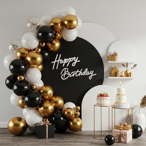 Image of TONIFUL Happy Birthday Sign for Backdrop - Glitter White Felt Banner - Includes Dot Glue - Perfect for Birthday Party Backdrop,Wall Decr,Balloon Arch,Photo Background