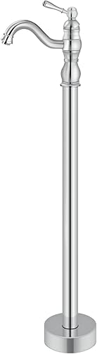 Aolemi Llenador de bañera independiente polaco cromado giratorio solo función única sin rociador de mano monomando montaje en el piso grifo de