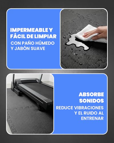 unycos - Esterilla Fitness Puzzle para Suelo de Gimnasio【30x30x1 cm】 Set de Protección de Espuma EVA, 20 Piezas, Alfombra Expandible, Tatami para Pisos | Impermeable, No Tóxica (Negro I 1,80 m²) - imagen 4