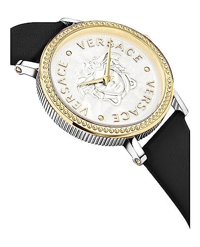 Versace V-Dollar Collection Luxury Womens Watch Timepieces with a Silver Strap and Dial Featuring a Two Tone Case3