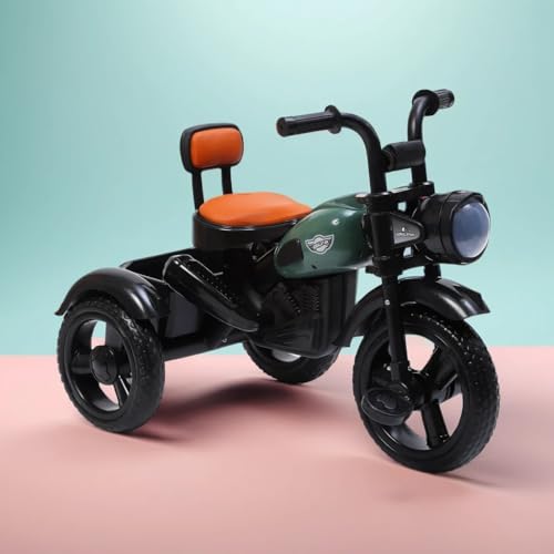 Image of eHomeKart Himalayan Kids Tricycle - Front Headlight, Musical - 1 Year to 5 Years - Trike for Indoor and Outdoor - Up to 30 Kgs - Made in India, Black