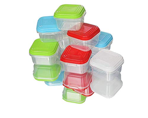 NEEZ Juegos de recipientes para cereales pasta, Fiambreras, Sin BPA, Almacenamiento de alimentos, Almacenamiento y organización, Almacenamiento de cocina y despensa (Pack of 16x120ml)