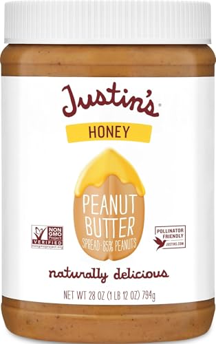Image of JUSTINS No Stir, Gluten-Free, Honey Peanut Butter, 28 oz Jar
