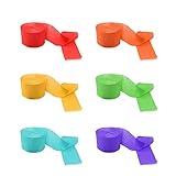 6 Rollen 25m x 4.5cm Krepppapier Bunt Kreppbänder Crepe Paper Papier DIY Luftschlangen für Hochzeit Taufe Party Geburtstagsfeier Weihnachten Dekoration