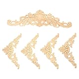 POPETPOP 彫刻アップリケ ベッド彫刻装飾 フラワーステッカー 無垢材 未塗装フレーム 家具用デカール 壁やドア キャビネット 食器棚向けインテリア装飾