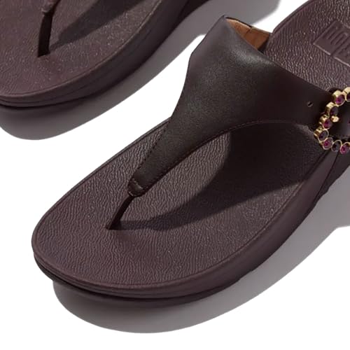 Image of FitFlop Womens LULU Crystal Buckle Toe-Post Sandals with Microwobbleboard Technology, Microfiber Toe Post, Slip Resistant Rubber Outsole, Cushioned Arch Support for All Day Comfort