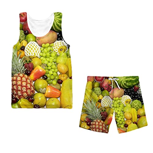 Ensemble de survêtement imprimé fruits 3D keusyoi tenue deux pièces légère XXXL