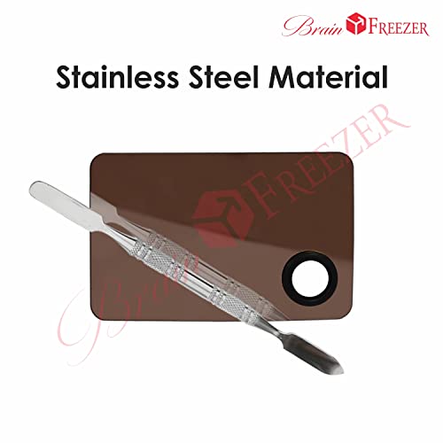 Image of Brain Freezer Shiny Makeup Palette with Stainless Steel Square Shape Spatula, Rose Golden 100 g