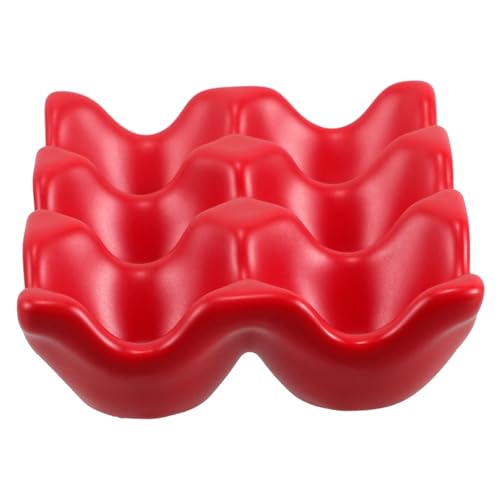 ARTIBETTER 6 Ceramic Egg Holder Cup Storage Box for Refrigerator Countertop Stylish Egg Organizer with Freshness Retention Easy to Clean Red for Kitchen Dining