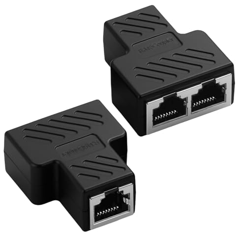 2 Pièces Coupleur RJ45 1 vers 2 Répartiteur Câble Ethernet RJ45 sans Alimentation, Doubleur Ethernet LAN pour Cat5 Cat5e Cat6 Cat7 Cat8 Adaptateur LAN Compact 100Mbps pour Ordinateur Cam Routeur