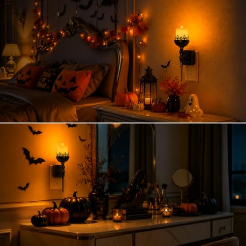 Image of Briignite Halloween Night Light, Gothic Candle Night Lights, Amber 1600K