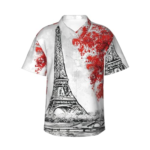 Chemise hawaïenne homme Paris short de plage d'été boutonné de vacances