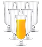 Cheardia 6 Pack Plastic Hurricane Glass, 13.5 oz Pina Colada Glasses Break-Resistant Clear Tulip Drinking Cups for Juices, Cocktails, Full-Bodied Beer, Tropical Drinks, Water, Beverages