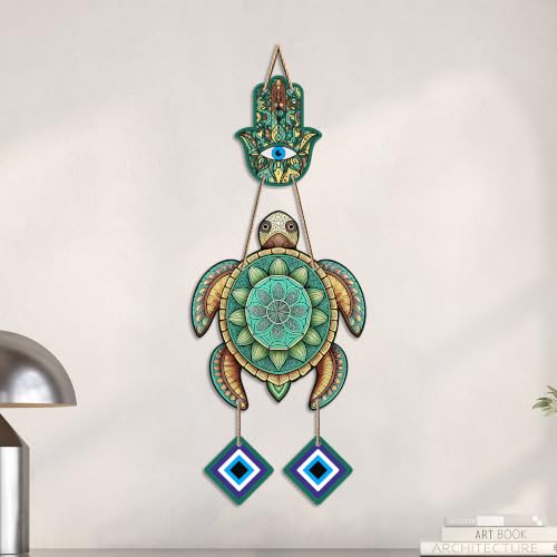 Image of Artvibes Decorative Sea Turtle Wall Hanging for Home Entrance | Nazar Battu MDF Wall Art | Vastu Inspired Decor for Living Room | Office | Hallway | Bedroom & Balcony | Gift Item (WH 8546N)