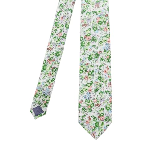 Image of Cotton Floral Ties for Men 2.76 inch Men's Skinny Tie Linen Flower Printed Neck Tie for Wedding Dating Party