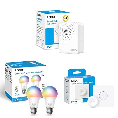 Tapo Smart Home Kit – 2 Ampoules Connectées L530E, Interrupteur Intelligent S200D et Hub WiFi H100 – Éclairage, Automatisations, Commande Vocale