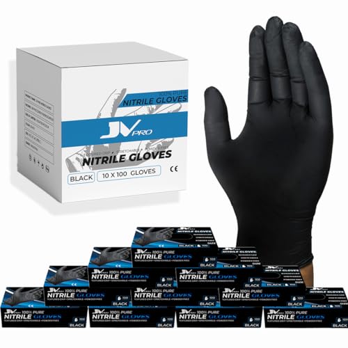 JV PRO Professional-Grade Nitrile Gloves - Textured for Superior Nitrile Gloves Grip - Durable and Versatile Disposable for Safety and Hygiene, 10 Boxes of 100pcs, Includes 1000 Gloves (S)