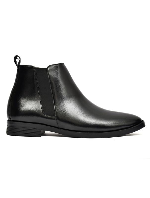 Image of TANN & TRAIL Men Premium Vegan Leather Chelsea Boots Elegant Pointed Toe, Side Zipper, Cushioned Comfort, Sustainable Formal & Semi-Formal Footwear