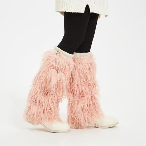Image of Fur Leg Warmers Furry Faux Fur Winter Leggings Boot Cuffs Toppers for Women