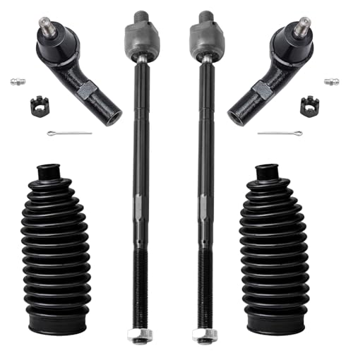 Detroit Axle - Front 6pc Tie Rods Kit for Volkswagen Jetta Beetle Golf City Rabbit, 4 Inner & Outer Tie Rod Ends 2 Boots Replacement