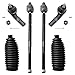6pc Front Inner Outer Tie Rods & Rack Steering Boots - For 1999-2005 Volkswagen Jetta - [1999-2006 Golf] - 1998-2010 VW Beetle - CHECK YOUR CAR FOR SPECIFIC FITMENT DATES, LOOK AT BULLET POINT NOTES
