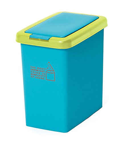 サンコープラスチック 日本製 ゴミ箱 スリムプッシュ 20L ターコイズブルー 約幅23.2×奥行36.8×高さ37cm