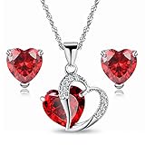 ♥ Material de alta calidad ♥ Este juego de joyas con forma de corazón para mujer está hecho de aleación ecológica y material de circonita cúbica, sin níquel, hipoalergénico. Ajustable con una cadena y no te preocupes, el collar no encajaría.