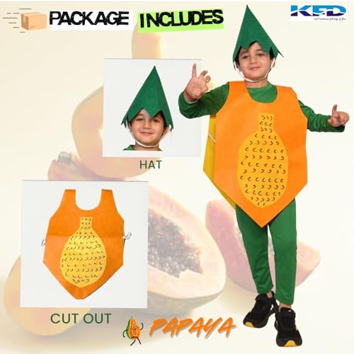 Image of Kaku Fancy Dresses Fruit and Vegetable Costume Paper Cutout with Cap For Kids | Healthy Food Costume For Boys & Girls (Tracksuit Not Included)