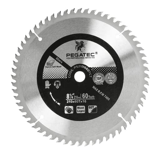 PEGATEC TCT-Sägeblatt, 250 mm × 80 T × 30 mm Bohrung für Winkelschleifer, ATB-Tischsäge zum Schneiden von hartem und weichem Holz. (210 × 80 T x 30) Cover