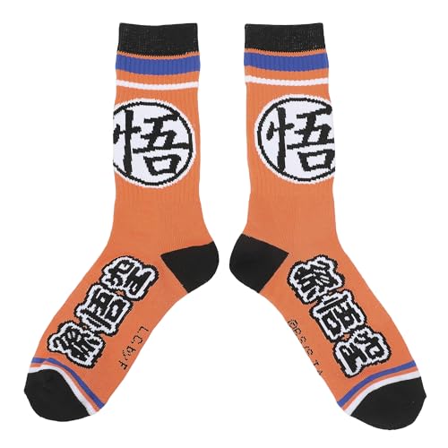 Bioworld Dragon Ball Super Kanji Men's Orange Athletic Crew Socks2