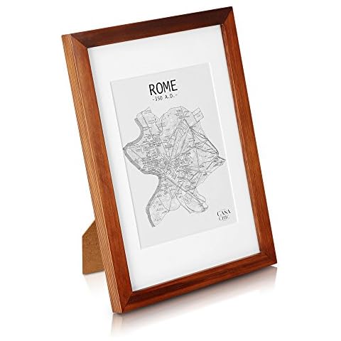 Classic by Casa Chic - Solid Wood A4 Photo Frame - Rustic Brown - Mount for 6x8 inch (15x20 cm) Picture or Certificate - Tempered Glass Cover