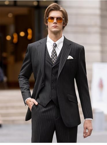 Men's 3 Piece Suit Slim Fit Stripe Tuxedo Set Wedding Business Suits for Men2