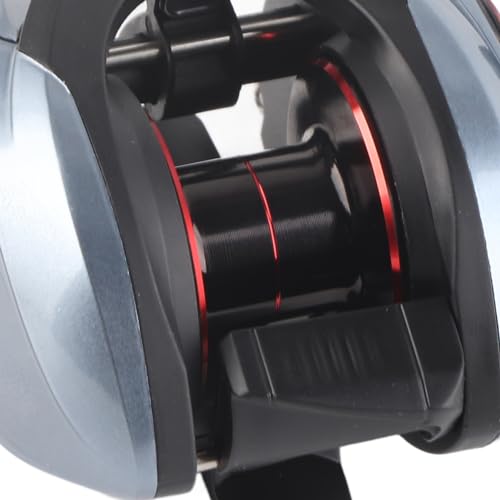 SPYMINNPOO Baitcasting Reel, Full Metal Wire Cup 7.2:1 18+1BB Double Brake System Fishing Reel Red Casual Thread Cup (Right Hand)